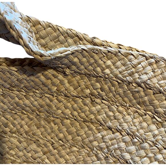 Ann Taylor Woven Tote Bag Tan and Black 17" x 13" Tall - Beach Summer - Picture 6 of 7